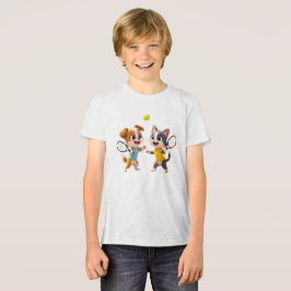 かわいいキャラクターの犬と猫がパデルテニスをする - Fu トライブレンドTシャツ