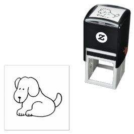 かわいいキャラクターの犬の座るポーズ セルフインキングスタンプ