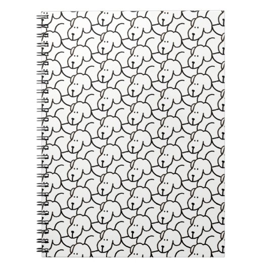 かわいいキャラクターの犬の座るポーズ ノートブック (正面)