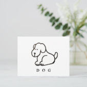かわいいキャラクターの犬の座るポーズ ポストカード (スタンド正面)