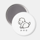 かわいいキャラクターの犬の座るポーズ マグネット (正面/裏面)