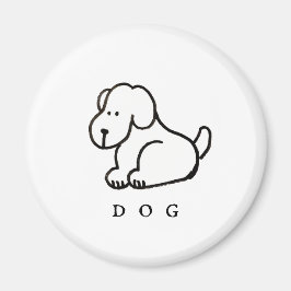 かわいいキャラクターの犬の座るポーズ マグネット