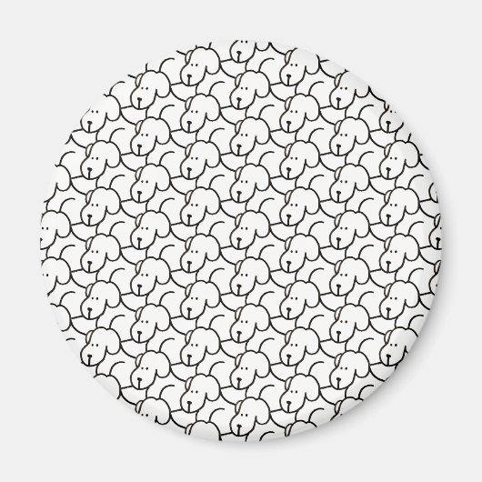 かわいいキャラクターの犬の座るポーズ マグネット (正面)