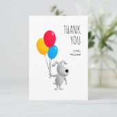 かわいいキャラクターの犬の誕生日バルーン サンキューカード (スタンド正面)
