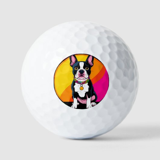 かわいいキャラクターの犬 ゴルフボール (正面)