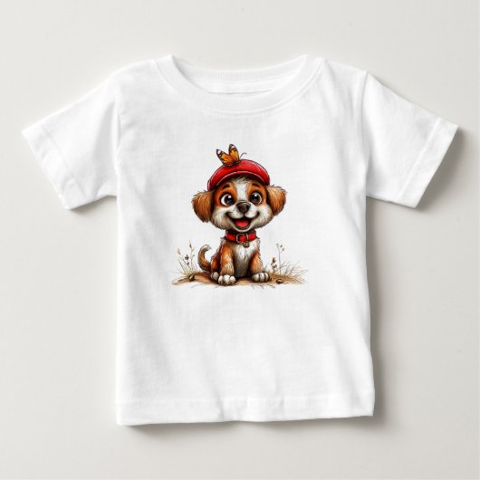 かわいいキャラクターの犬 ベビーTシャツ (正面)