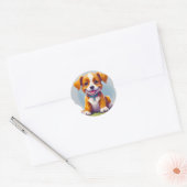 かわいいキャラクターの犬 ラウンドシール (封筒)