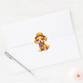 かわいいキャラクターの犬 ラウンドシール (封筒)