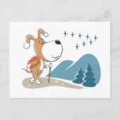 かわいいキャラクターの犬+森のハイキング ポストカード (正面)
