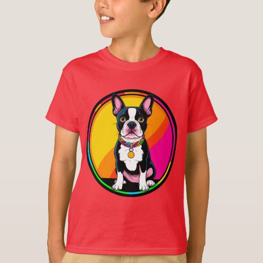 かわいいキャラクターの犬 Tシャツ (正面)