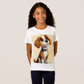 かわいいキャラクターの犬 Tシャツ (正面フル)