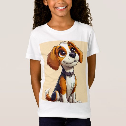 かわいいキャラクターの犬 Tシャツ (正面)