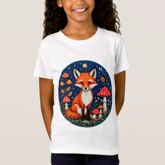 かわいいキャラクターの狐 Tシャツ (正面)