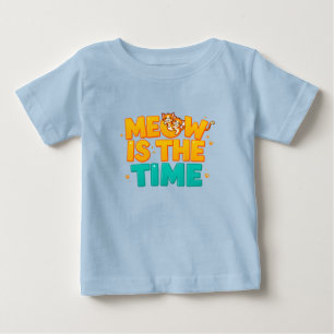 かわいいキャラクターの猫と楽しいテキスト ベビーTシャツ