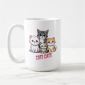 かわいいキャラクターの猫のかわいい猫好きのデザイン コーヒーマグカップ (左)