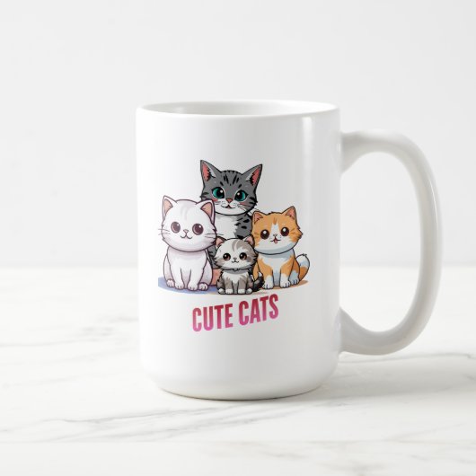 かわいいキャラクターの猫のかわいい猫好きのデザイン コーヒーマグカップ (右)