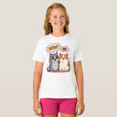 かわいいキャラクターの猫の名前入り子供用Tシャツ Tシャツ (正面フル)
