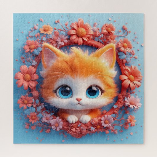 かわいいキャラクターの猫の花ギフト 猫好きさんに ジグソーパズル (縦)