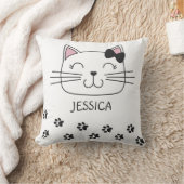 かわいいキャラクターの猫の足跡 クッション (ブランケット)