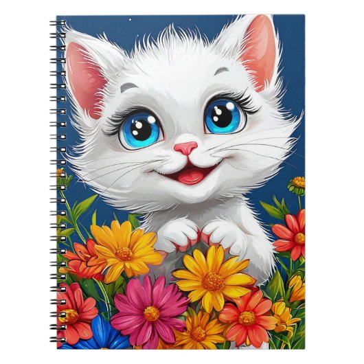 かわいいキャラクターの猫 ノートブック (正面)