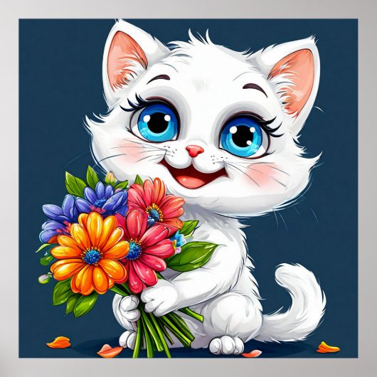 かわいいキャラクターの猫 ポスター (正面)