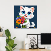 かわいいキャラクターの猫 ポスター (ホームオフィス)