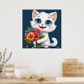 かわいいキャラクターの猫 ポスター (キッチン)