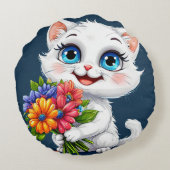 かわいいキャラクターの猫 ラウンドクッション (裏面)