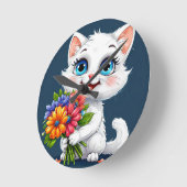かわいいキャラクターの猫 ラウンド壁時計 (傾斜)