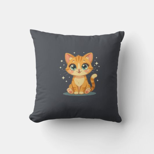**かわいいキャラクターの猫 - 愛らしい子猫のイラスト** クッション (正面)