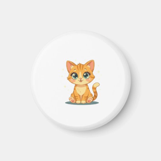 **かわいいキャラクターの猫 - 愛らしい子猫のイラスト** マグネット (正面)