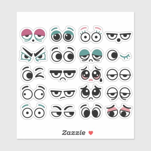 かわいいキャラクターの目玉の表情 ステッカー Vinyl シール (シート)