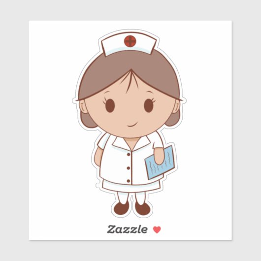 かわいいキャラクターの看護師 シール (シート)