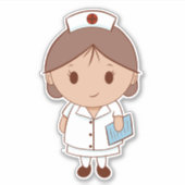かわいいキャラクターの看護師 シール (正面)