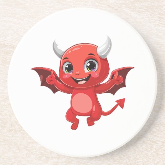 かわいいキャラクターの空飛ぶ悪魔 コースター (正面)