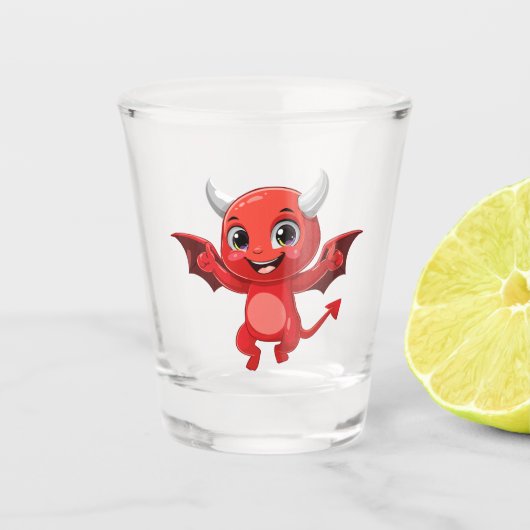 かわいいキャラクターの空飛ぶ悪魔 ショットグラス (正面)