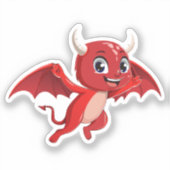 かわいいキャラクターの空飛ぶ悪魔 シール (正面)