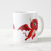 かわいいキャラクターの空飛ぶ悪魔 ジャンボコーヒーマグカップ (正面右)