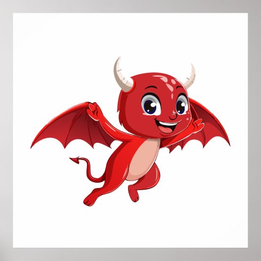かわいいキャラクターの空飛ぶ悪魔 ポスター (正面)