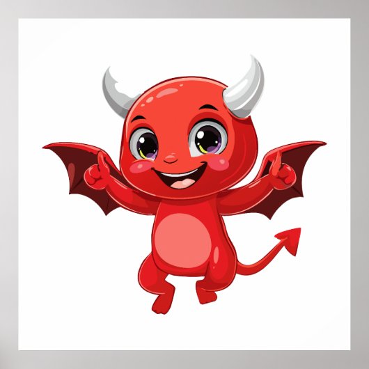 かわいいキャラクターの空飛ぶ悪魔 ポスター (正面)