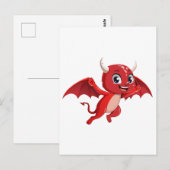 かわいいキャラクターの空飛ぶ悪魔 ポストカード (正面/裏面)