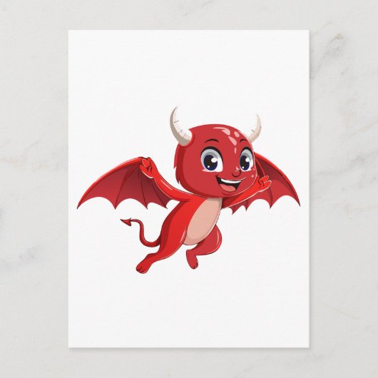 かわいいキャラクターの空飛ぶ悪魔 ポストカード (正面)