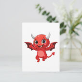 かわいいキャラクターの空飛ぶ悪魔 ポストカード (スタンド正面)