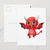 かわいいキャラクターの空飛ぶ悪魔 ポストカード (正面/裏面)