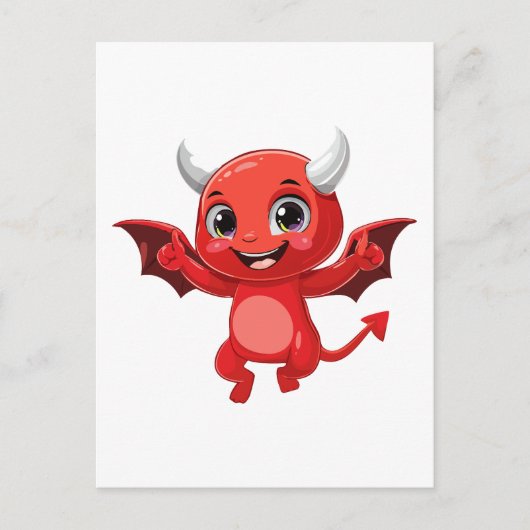 かわいいキャラクターの空飛ぶ悪魔 ポストカード (正面)