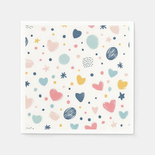 かわいいキャラクターの空 スタンダードカクテルナプキン (正面)