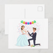 かわいいキャラクターの結婚式プロポーズ記念日の挨拶 ポストカード (正面/裏面)