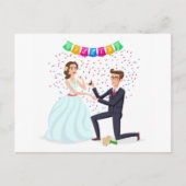 かわいいキャラクターの結婚式プロポーズ記念日の挨拶 ポストカード (正面)