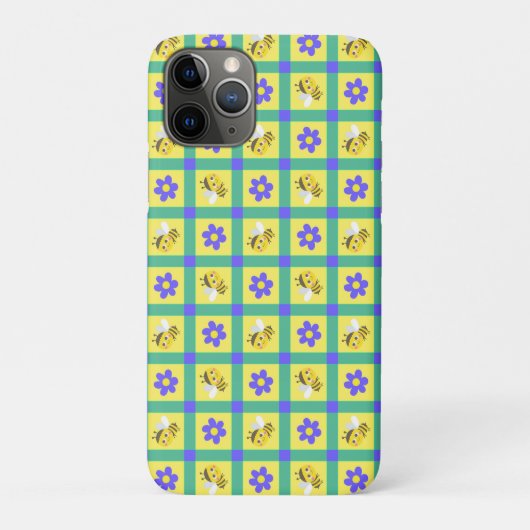 かわいいキャラクターの蜂と花の模様 Case-Mate iPhoneケース (裏)
