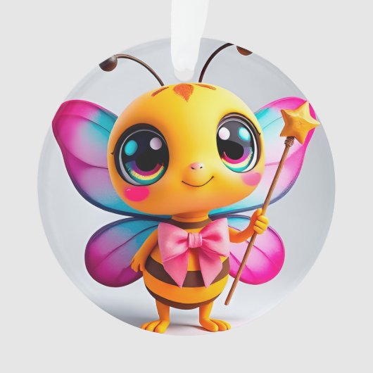かわいいキャラクターの蜂の妖精 オーナメント (正面)